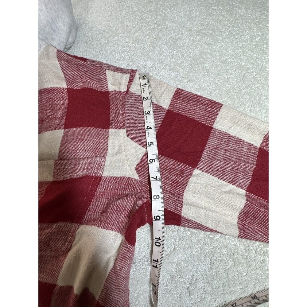 American Eagle Long Sleeve Red/Tan Plaid Button Up Hooded Sweatshirt Sz M - Picture 8 of 11